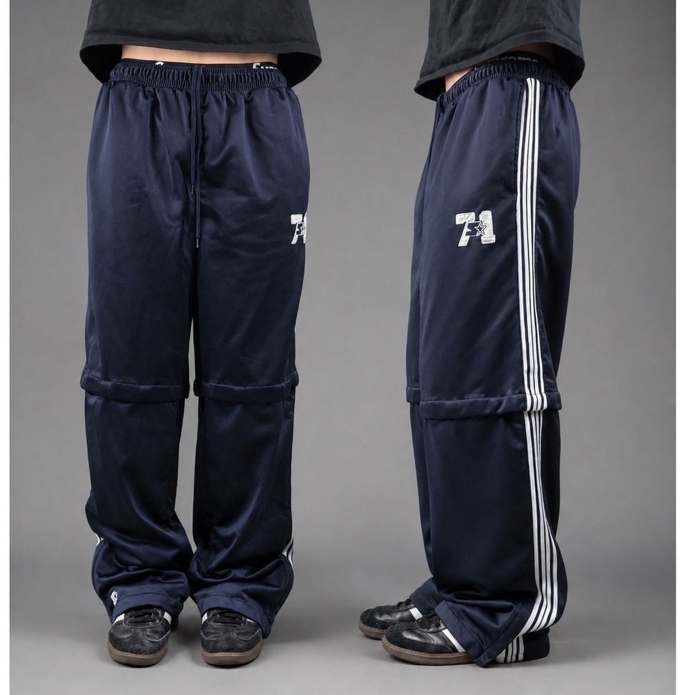 Vintage Dazzle Starter Navy Blue Zip Off Convertible Track Pants Baggy Y2K Men L